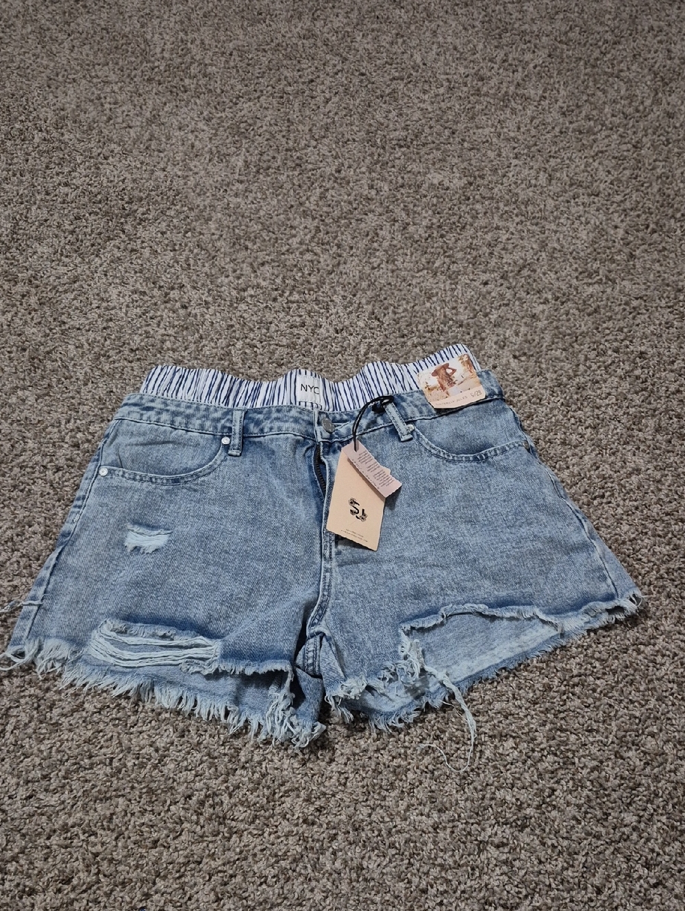 Light Blue Distressed Denim Women's Shorts